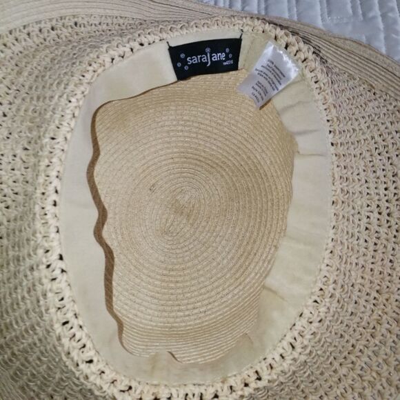 𝅺SARAJANE Light Beige Cottagecore Summer Floppy Style Paper Straw Hat - Picture 5 of 7
